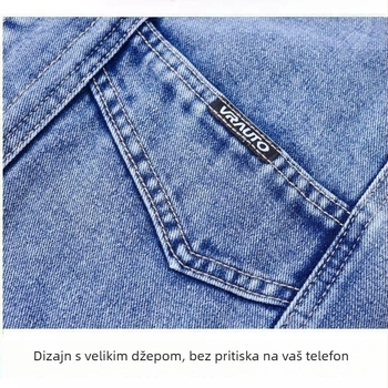 Ženski džins prsluk, V-izrez, ultra kratka duljina, A-linijski kroj, zatvaranje na jedno dugme