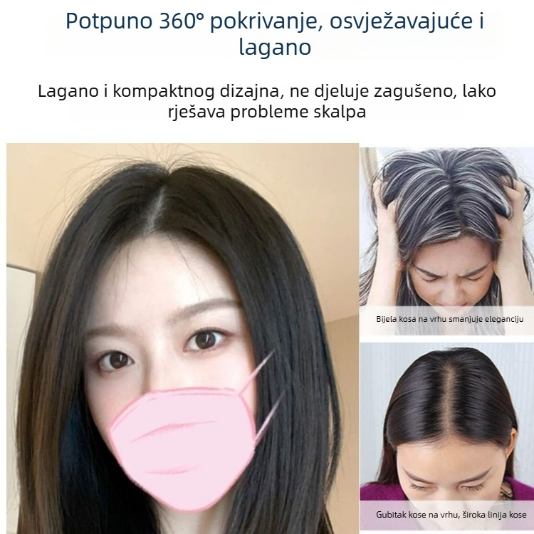 Perika od ljudskih vlasi, ravna, 10×12 mehanička mreža, može se obojati