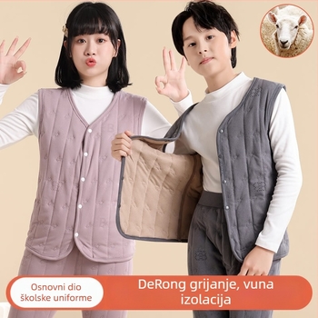 Unisex termo prsluk s flis podstavom, trostruka konstrukcija, debela tkanina 251–300 g/m², poliester 90–95%, kopčanje na gumbe, V-izrez
