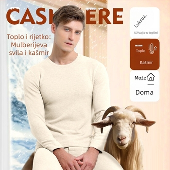 Muški viskozni termalni komplet, dvostruki sloj, ekstra debeli flis, okrugli izrez, dugi rukavi, hlače