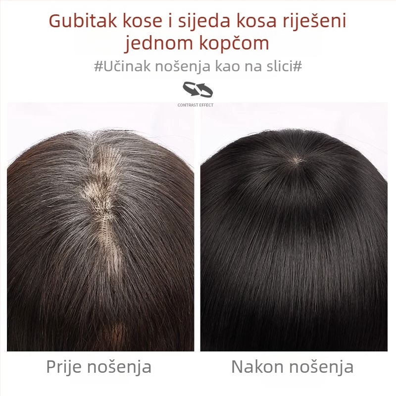 Dio kose za žene — za vrh glave, tanak i mini, pahuljast, dodaje volumen, prirodno nevidljive šiške