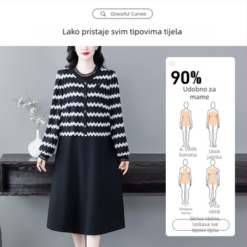 Haljina od šifona, dugi rukavi, casual gradski stil, duljina 103 cm, glavni materijal poliester 80–90%.