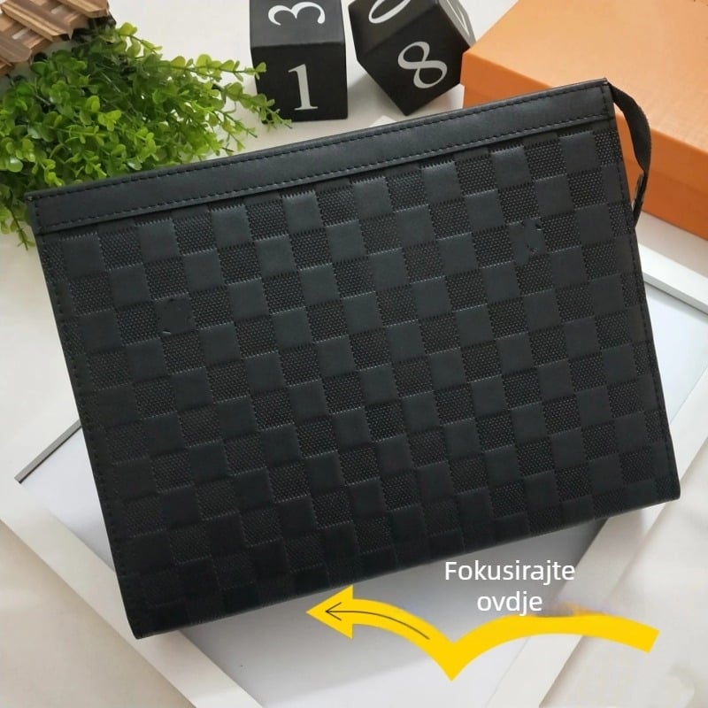 Runya muška clutch torba - PU koža, geometrijski uzorak, veliki kapacitet, odvojiva narukvica, vodootporna