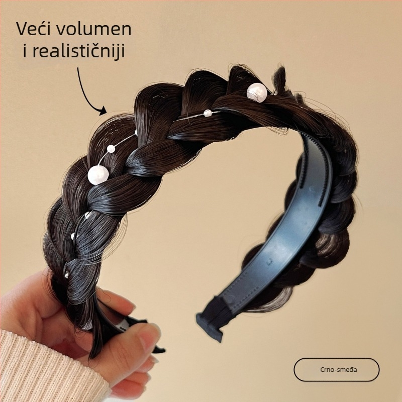 Čelavka za kosu s perlama i ribljom kostom (Materijal: sintetička svila s imitacijom perli; Izrada: ručna; Stil: sladak; Za žene)
