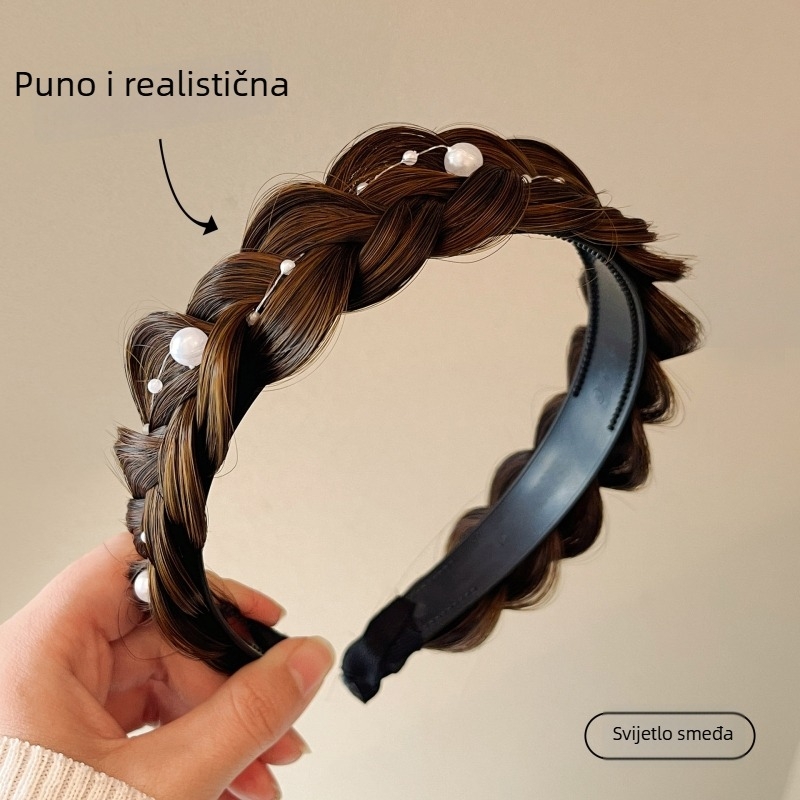 Čelavka za kosu s perlama i ribljom kostom (Materijal: sintetička svila s imitacijom perli; Izrada: ručna; Stil: sladak; Za žene)