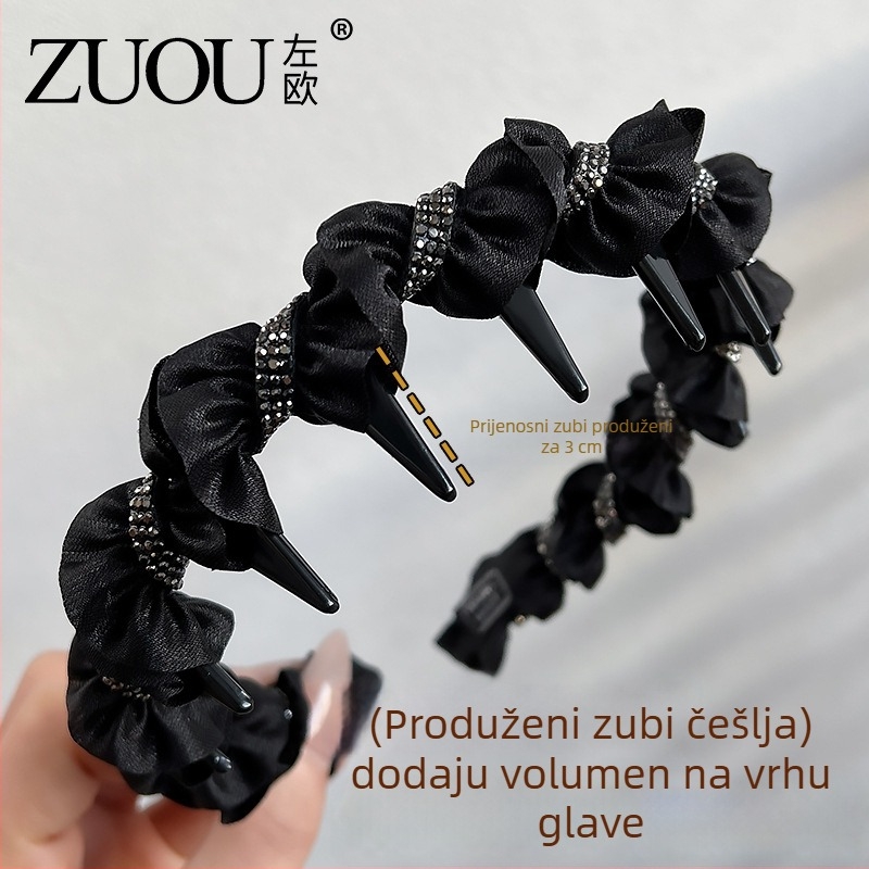 Xixun platnena traka za kosu sa zubima – ručno izrađena, korejski stil, za žene
