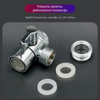 Tuš slavina s vanjskim ručnim mlazom – set za umivaonik i WC (Materijal: Drugo; Površinska obrada: Elektropoliranje; Način ugradnje: Navojno spajanje; Radna temperatura: 0–100°C; Promjer razvodnog crijeva: 22)