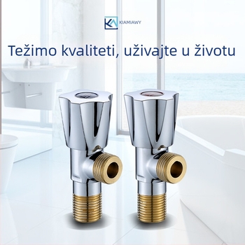 Kutni ventil za kupaonu s jednim ulazom i dva izlaza, mesing, model KM-1978, ugradnja u zid (KM-1978; 50; Ø10; ugradnja u zid; mesing)