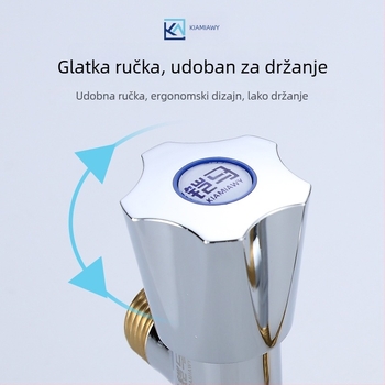 Kutni ventil za kupaonu s jednim ulazom i dva izlaza, mesing, model KM-1978, ugradnja u zid (KM-1978; 50; Ø10; ugradnja u zid; mesing)