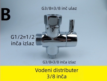Bakreni troputni vodovodni razdjelnik s navojem, model 3 točke, elektroplatirani završetak, moderan stil