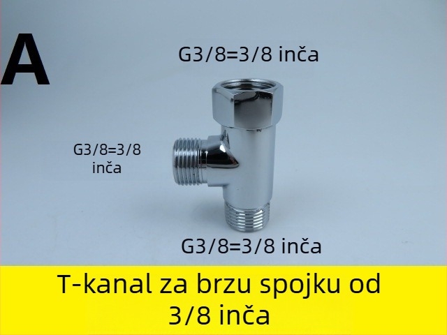 Bakreni troputni vodovodni razdjelnik s navojem, model 3 točke, elektroplatirani završetak, moderan stil