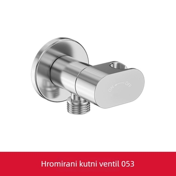 Mini bakreni kutni ventil s integriranim nosačem, ugradnji u zid, 1 ulaz i 2 izlaza, neovisni prekidač