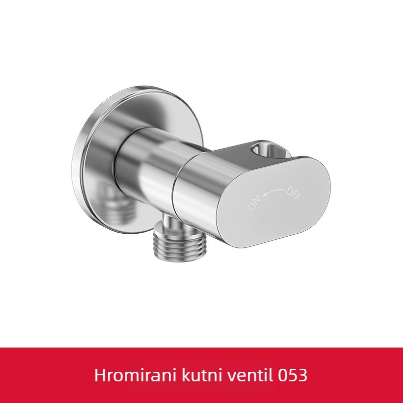 Mini bakreni kutni ventil s integriranim nosačem, ugradnji u zid, 1 ulaz i 2 izlaza, neovisni prekidač