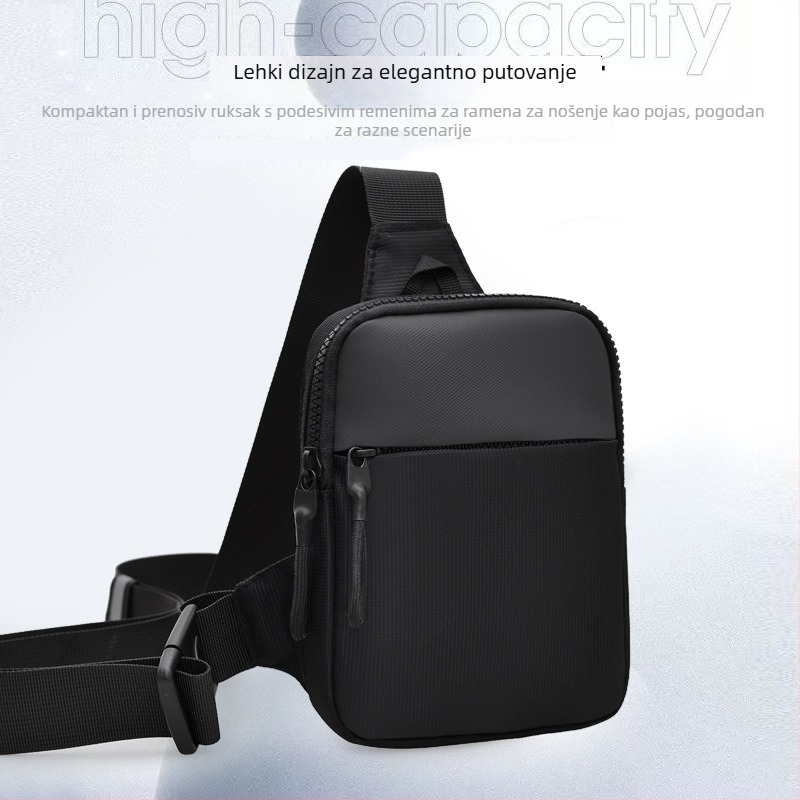 Muška crossbody torba preko ramena, stil Cross-border Trend, Oxford materijal, funkcija smanjenja opterećenja, podstava poliester, jednobojni uzorak