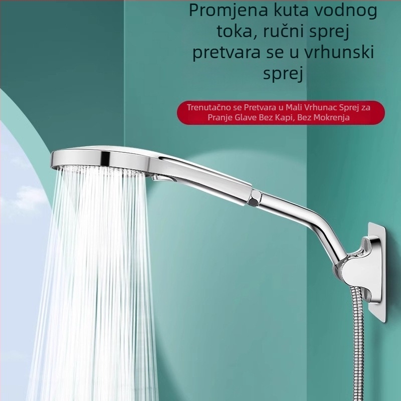 Ručni tuš regulator s produženom šipkom i kutnim nosačem – nehrđajući čelik, 4-područje sučelje, produžena cijev