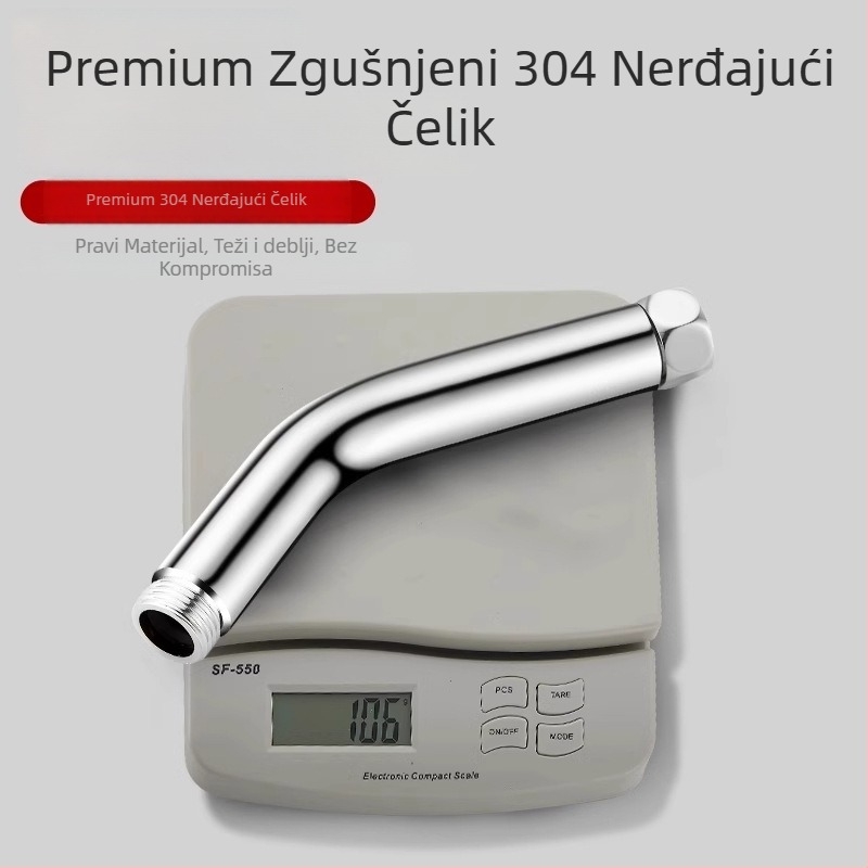 Ručni tuš regulator s produženom šipkom i kutnim nosačem – nehrđajući čelik, 4-područje sučelje, produžena cijev