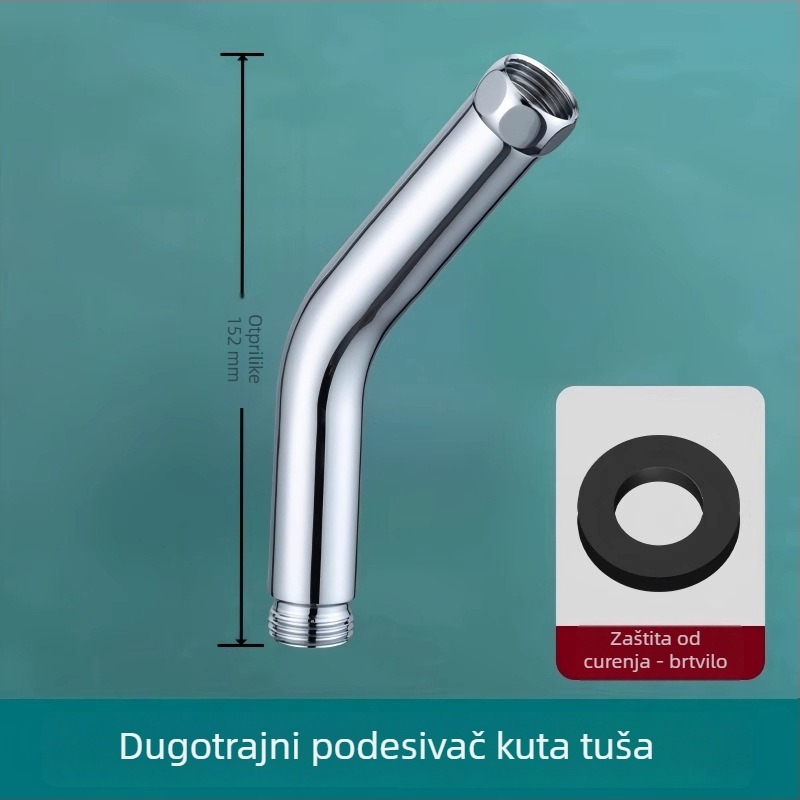 Ručni tuš regulator s produženom šipkom i kutnim nosačem – nehrđajući čelik, 4-područje sučelje, produžena cijev