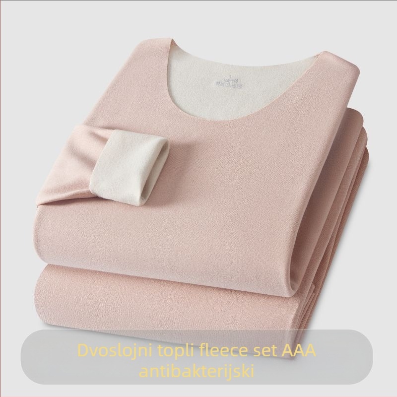Unisex zimski termalni set – bez šavova, flis podstava, poliester, dvostruki sloj, V-izrez