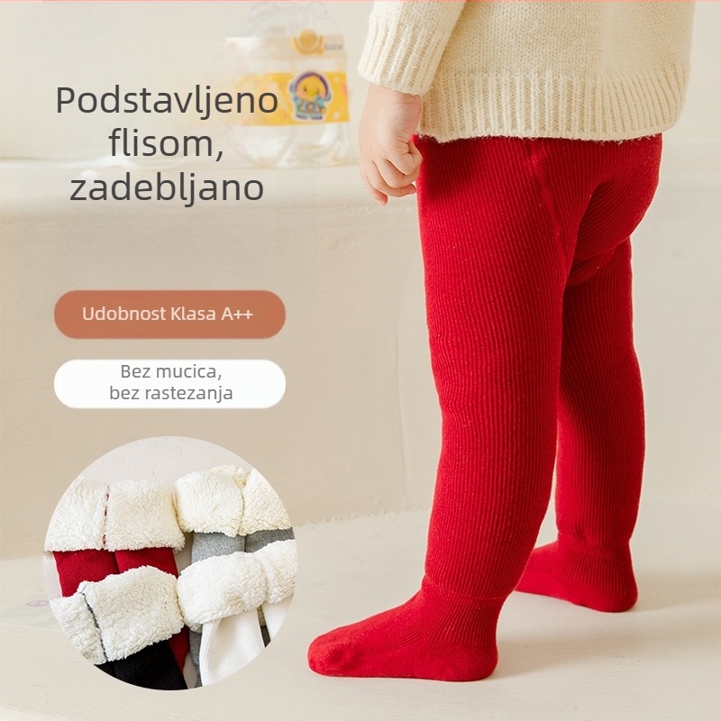 Dječje pamučne legice s fleecem od oblaka baršuna, jesen-zima, srednji pojas, elastični pojas, duljina hlača, minimalistički stil
