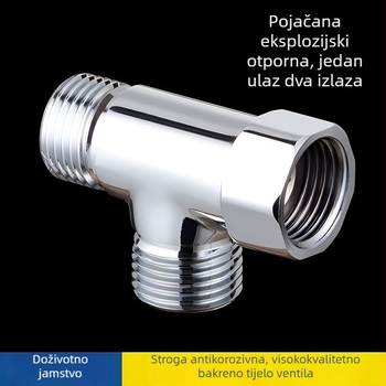 Bakreni trostruki vodovodni razvodnik s slobodnim spojem, kromirana površina, 4-točkovno povezivanje