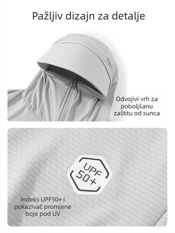 Kapuljačasta jakna UPF50+ od Ice Silk materijala, 93% poliester, zatvarač.