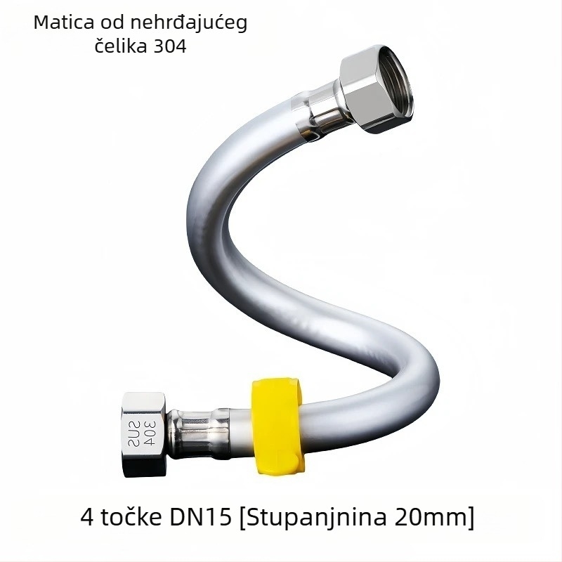 Toaletni dovod cijevi s PVC spojem i navojem, kutni ventil; materijali PVC + nehrđajući čelik + bakar; nazivni tlak 1.0 MPa; radna temperatura 0-90°C