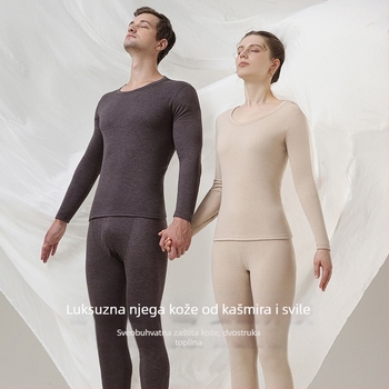 Termalni komplet donjeg rublja od kašmira i svile, s flis podstavom, debeli materijal, unisex