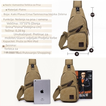 Platnena torba za prsa – prozračna crossbody muška torba za poslovna putovanja