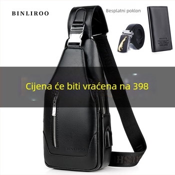 Muška torba na prsima, ulični stil, PU koža, vodootporna, model 8812, BINLIROO