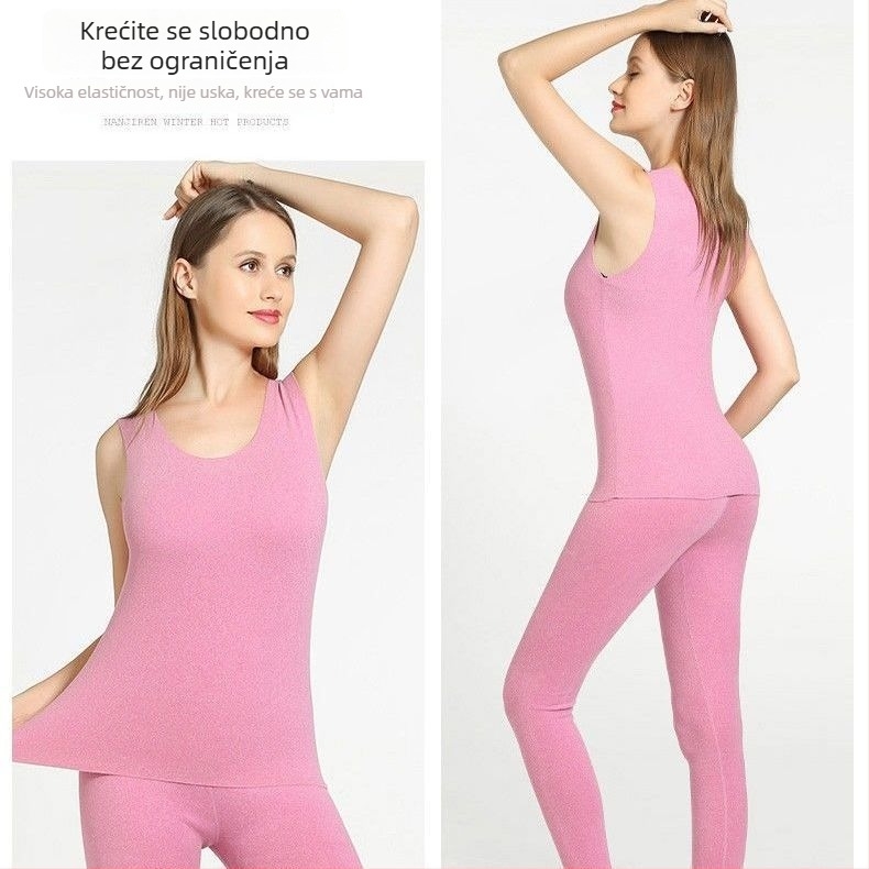 Ženski termo prsluk bez šavova, s flisom iznutra, debljina 201–250 g/m2, poliester, okrugli izrez, pulover stil