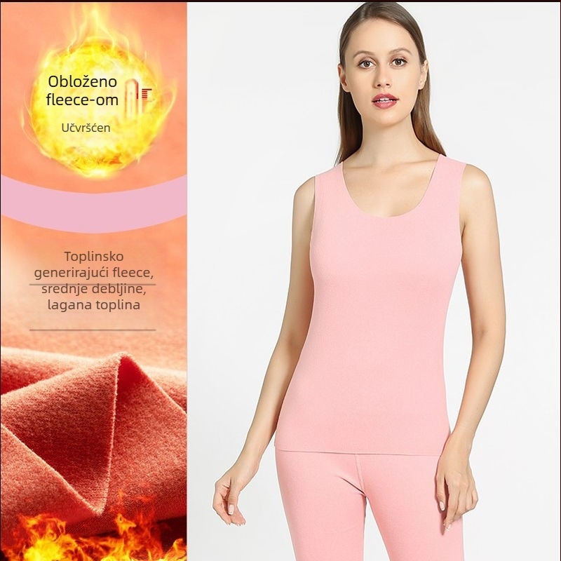 Ženski termo prsluk bez šavova, s flisom iznutra, debljina 201–250 g/m2, poliester, okrugli izrez, pulover stil