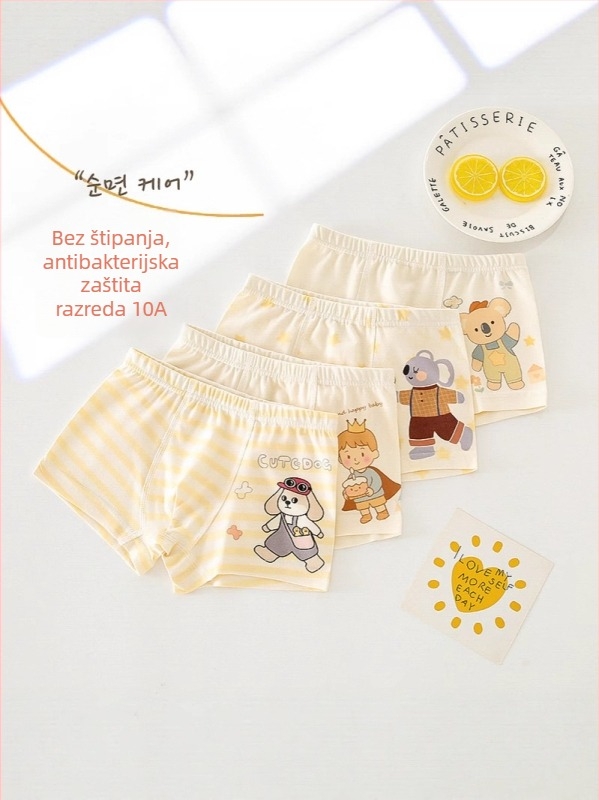 Dječje bokserice od pamuka s Lycrom, 95% pamuka, Klasa A sigurnost, unisex, 4 komada u pakiranju
