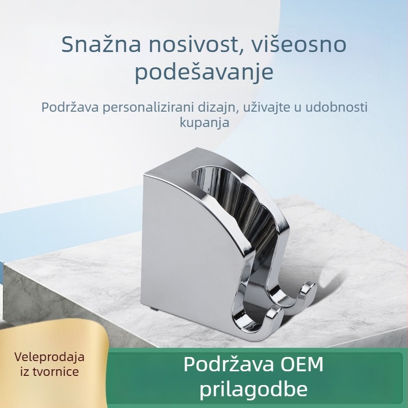 Držač za tuš na zidnu montažu, ABS s kromiranim premazom; Model: zidna baza s tri otvora; Način ugradnje: 1; Radna temperatura: 0–100°C; Nazivni tlak: 1 bar
