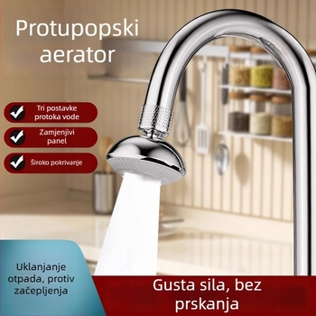 Aerator slavine 360° rotirajući, Anti-prskanje, bakar+ABS, elektroplatiranje, spiralni priključak, model CL-0361, Chen Luo