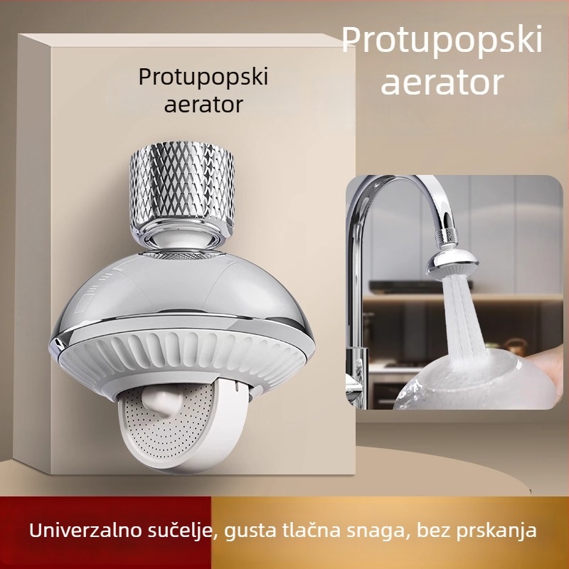 Aerator slavine 360° rotirajući, Anti-prskanje, bakar+ABS, elektroplatiranje, spiralni priključak, model CL-0361, Chen Luo