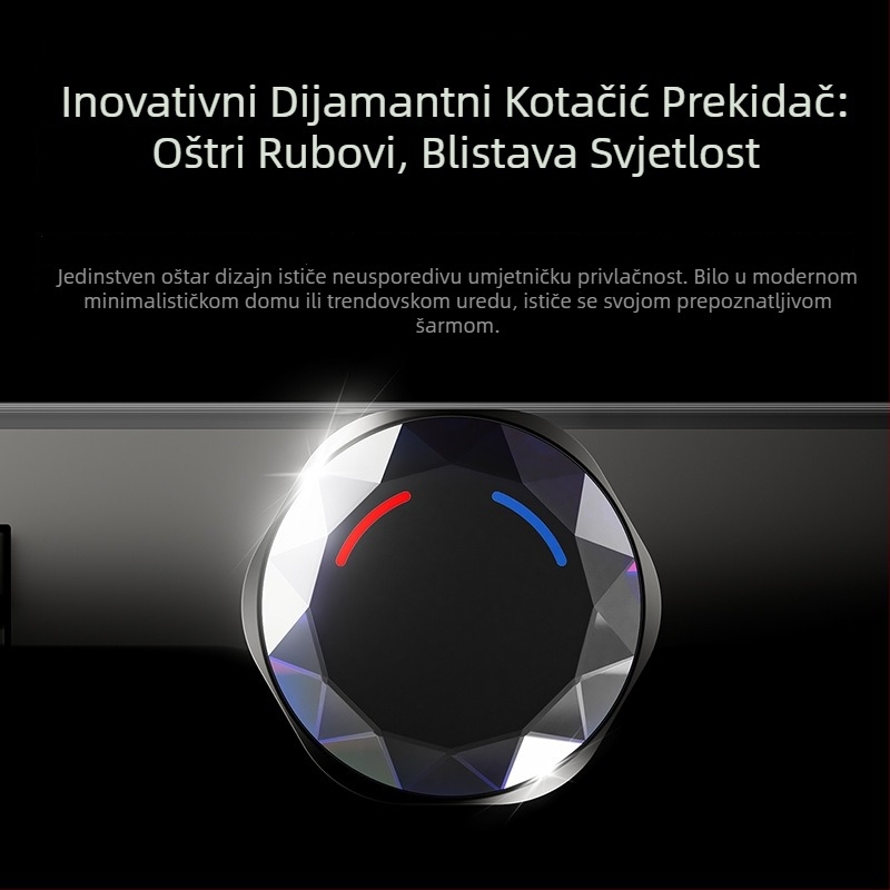 Bakreni tuš set, površinski ugradnja, model EH7-second gear, kontrola temperature, LED svjetlo kišni tuš