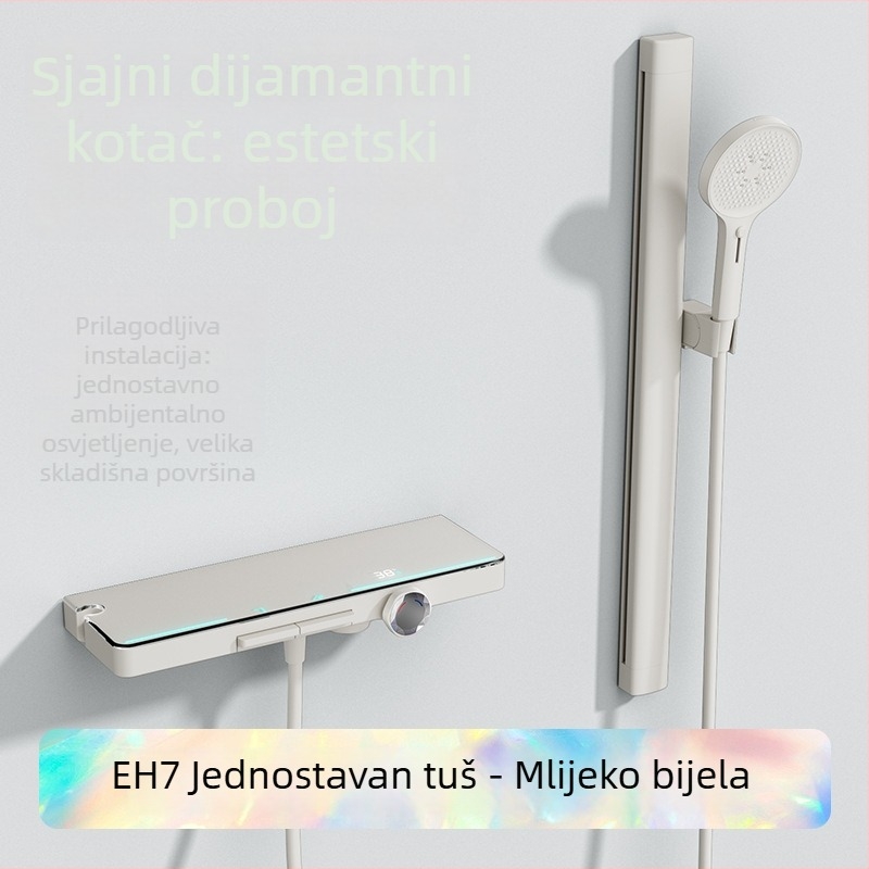Bakreni tuš set, površinski ugradnja, model EH7-second gear, kontrola temperature, LED svjetlo kišni tuš