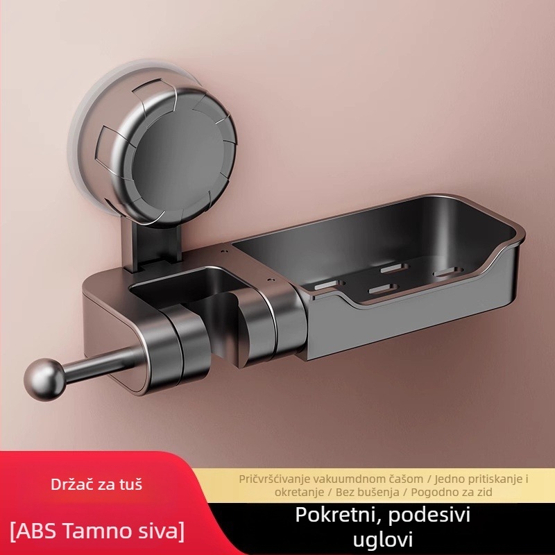 Držač za tuš glavu sa vakuumskim prianjanjem – bez bušenja, podesiv i pomičan, ABS materijal, za kućnu kupaonicu