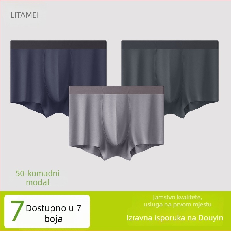 Muške seamless boxerice od modala – 92% modal, 8% spandex, brzo suše, prozračne, srednji pojas, podstava od viskoze
