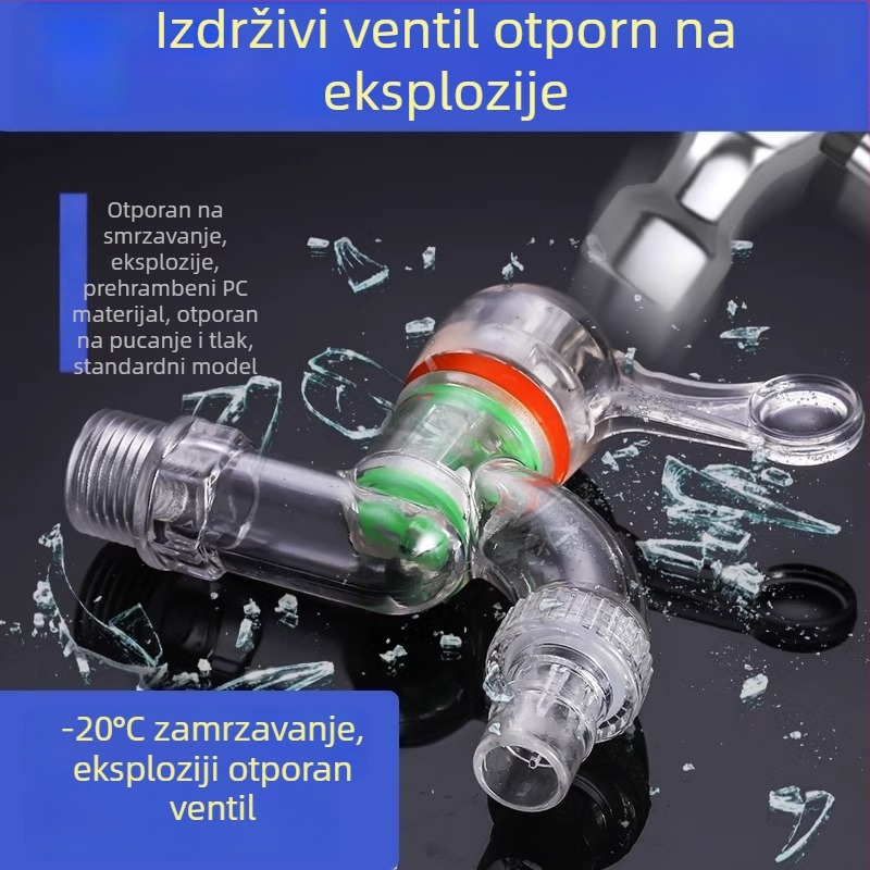 PC prozirna plastična slavina za umivaonik, navojni spoj, jednostruki zglob, otvaranje ključem, moderan minimalistički stil