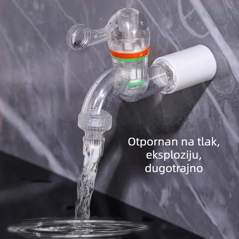 PC prozirna plastična slavina za umivaonik, navojni spoj, jednostruki zglob, otvaranje ključem, moderan minimalistički stil