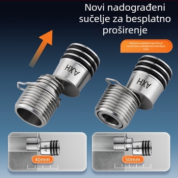 Zidni tuš-ventil s teleskopskim zakrivljenim ramenom, nehrđajući čelik 304, podesiv kut