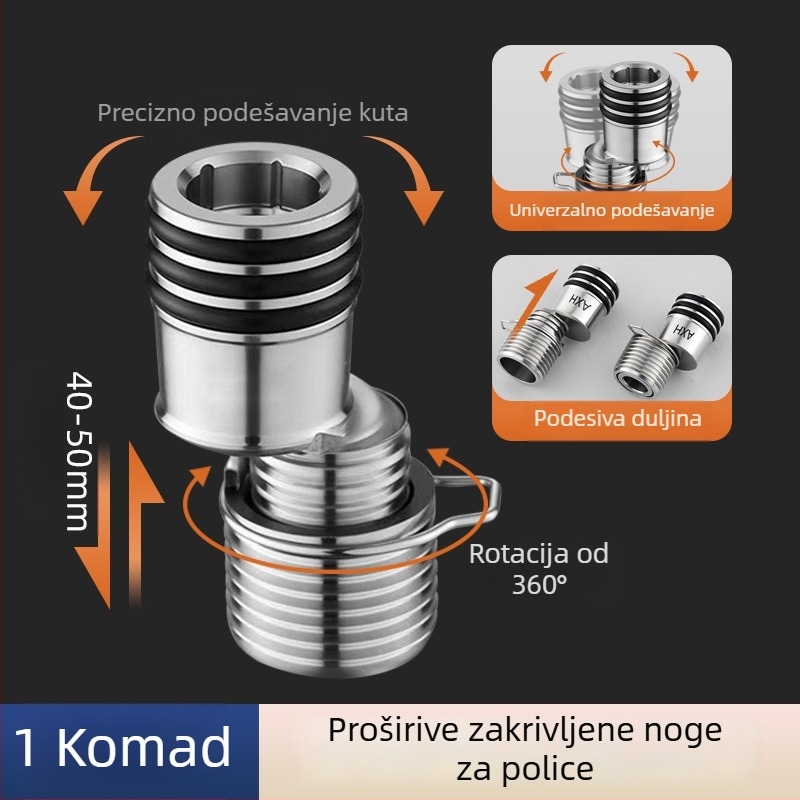 Zidni tuš-ventil s teleskopskim zakrivljenim ramenom, nehrđajući čelik 304, podesiv kut