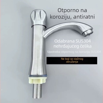Slavina za umivaonik od 304 nehrđajućeg čelika, podvučena ugradnja, s jednim ručnim upravljačem za hladnu vodu, model S3101