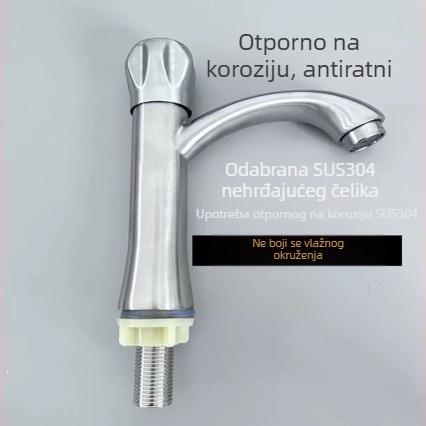 Slavina za umivaonik od 304 nehrđajućeg čelika, podvučena ugradnja, s jednim ručnim upravljačem za hladnu vodu, model S3101