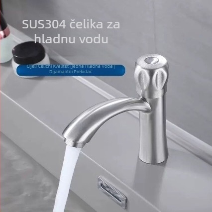 Slavina za umivaonik od 304 nehrđajućeg čelika, podvučena ugradnja, s jednim ručnim upravljačem za hladnu vodu, model S3101