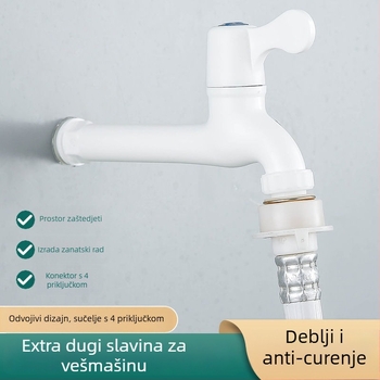 Produženi plastični faucet za kućnu upotrebu s PVC brzim priključkom, jedan hladan vodni tok, keramički disk ventil, brušeni završni sloj