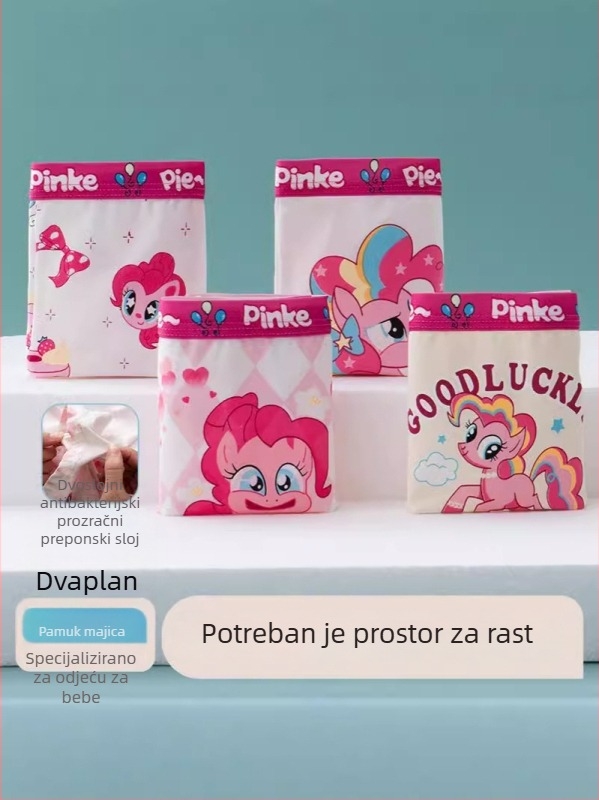Dječje bokserice za djevojčice, 95% pamuk + 5% elastan, Klasa A, 4 komada u pakiranju, ljeto 2024