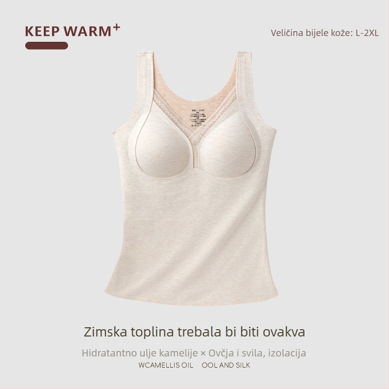 Ženska termalna vest s V izrezom, debeli viskozni materijal 201-250 g/m², oblikovanje tijela, baršunasta podstava, pulover stil