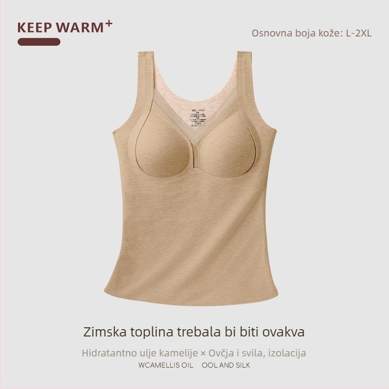 Ženska termalna vest s V izrezom, debeli viskozni materijal 201-250 g/m², oblikovanje tijela, baršunasta podstava, pulover stil